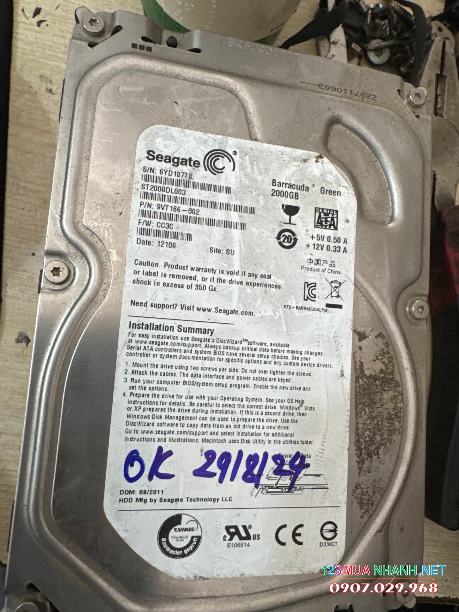 Ổ cứng segate 2tb cũ sức khoẻ good